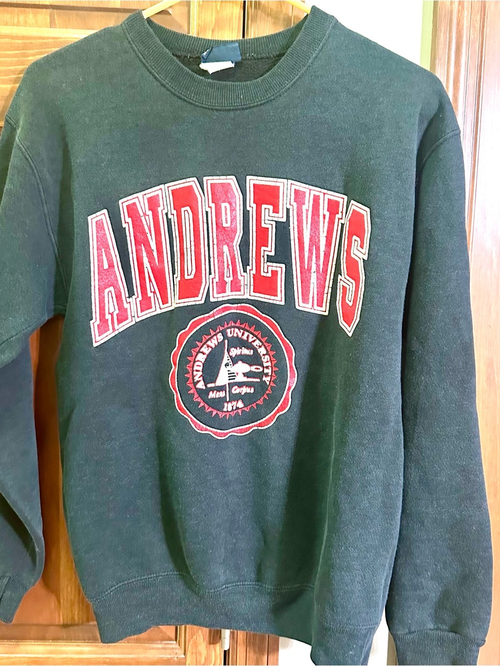 Jansport Dark Green Crewneck Sweatshirt with Red Logo
